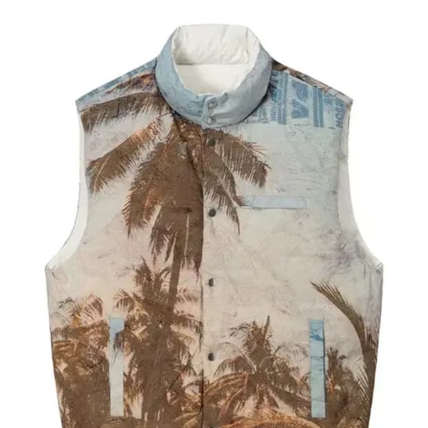 스투시 STUSSY x Peter Sutherland 그래픽양면 패딩조끼