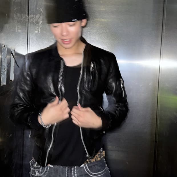 광희시장 웨스턴 레더 자켓 블루종 L