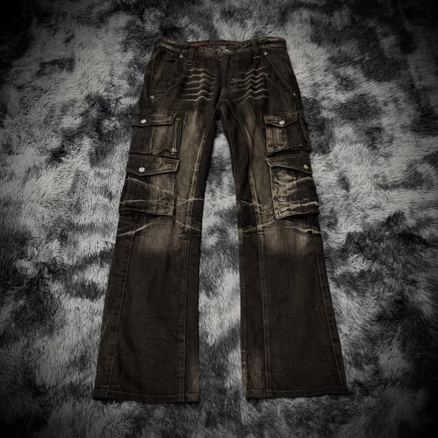 Nicole Club for Men 멀티 포켓 블랙 워싱 데님팬츠