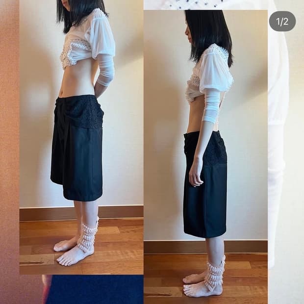 울리카상투스 미디 슬랙스 팬츠 반바지 쇼츠 블랙 M