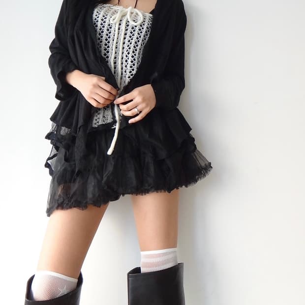 Sheer & dot point open cardigan 