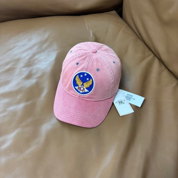 RRL 더블알엘 랄프로렌 폴로 윙로고 6패널 볼캡 모자 워시드 레드