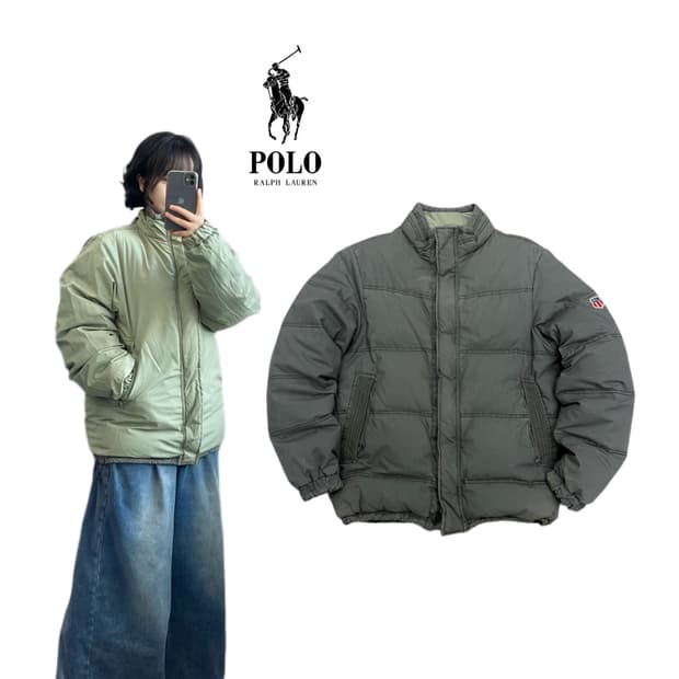 폴로 진스 페이딩 성조기 와펜 리버시블 패딩 
