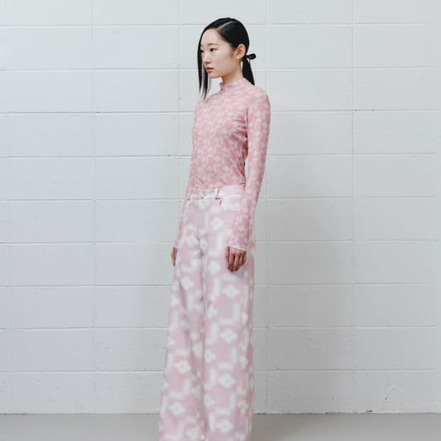 MINJUKIM BARI FLOWER PRINT DENIM WIDE PA