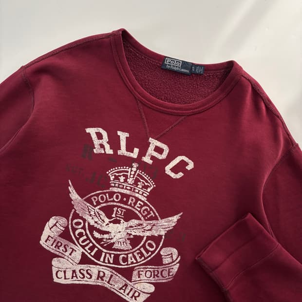 Polo 폴로 랄프로렌 버건디 레터링 맨투맨