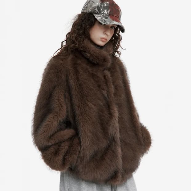 러프넥 모카 퍼자켓 s