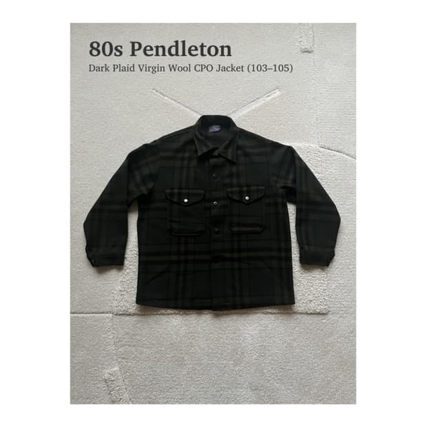 80s 펜들턴 다크 플래드 버진 울 CPO 자켓 (103-105)
