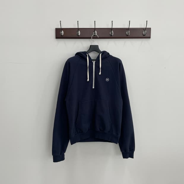 렉토 네이비 쿼터 집업 후드