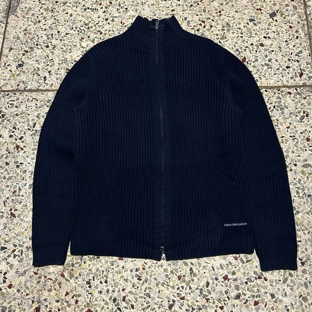 켈빈 클라인 (Calvin  Klein) 네이비 집업 니트