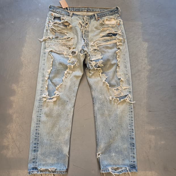 90s 리바이스501 하드 디스트레스드 데님 팬츠