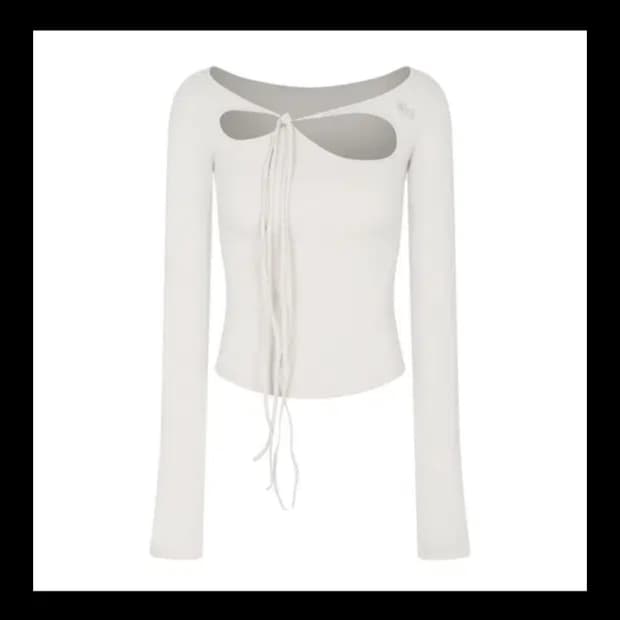 CUT-OUT SLIM FIT LONG SLEEVE WHITE