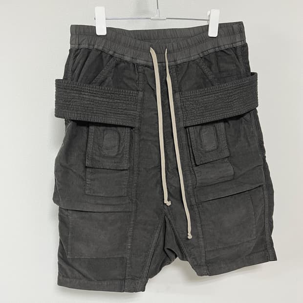 릭오웬스 15FW 다크쉐도우 코듀로이 태권도 카고 쇼츠 다크 더스트