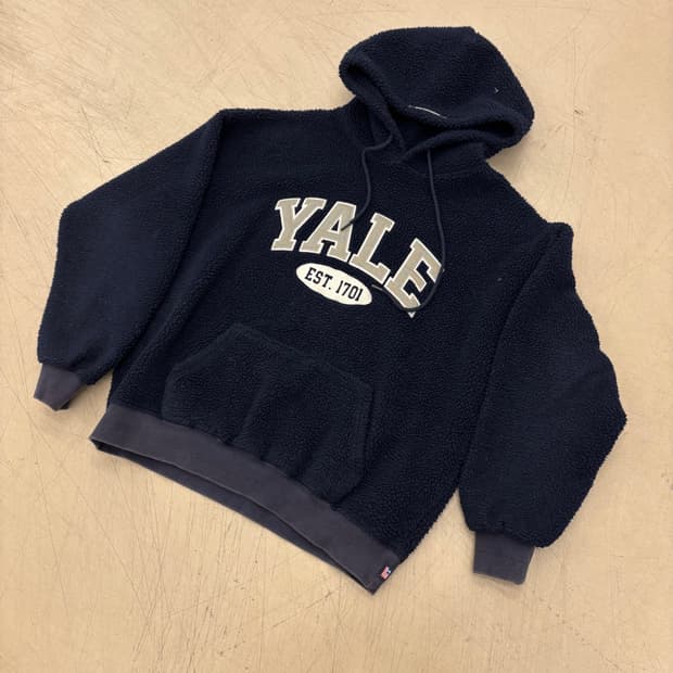 예일 빅로고 뽀글이 후리스 후드티