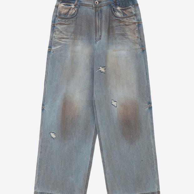 punched dirty wide denim pants 구합니다