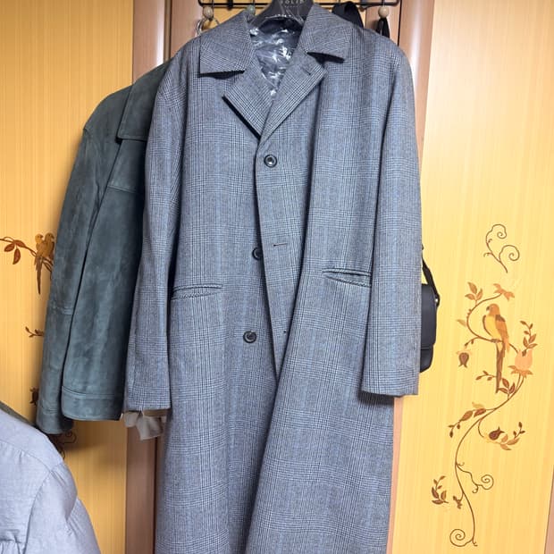 솔리드옴므 체크 울 트렌치 48