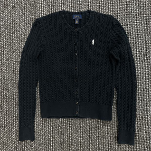 폴로 니트 가디건 블랙