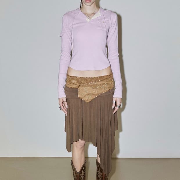 스컬프터 스커트 Beaded Jersey Skirt Brown