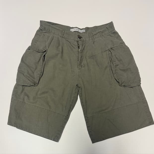 자라 ZARA 맨 빅 카고 빈티지 린넨 반바지 M 카키