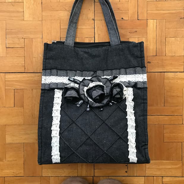 vintage denim lace bag