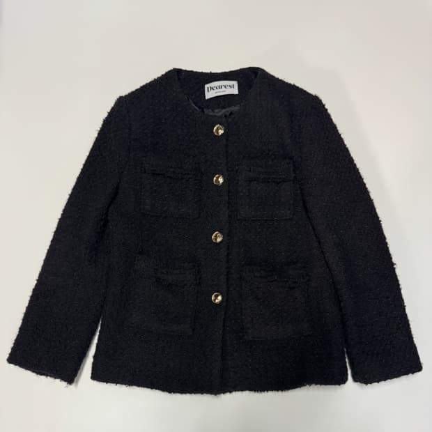 디어리스트 메이비베이비 트위드 금장 자켓 블랙