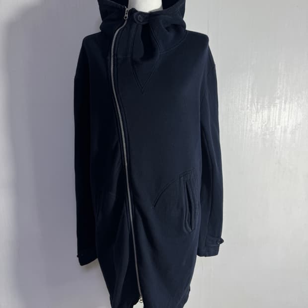 Cabane de zucca 스웻 롱 후드 비대칭 집업 자켓