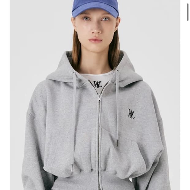 우알롱 시그니처 크롭 후드집업