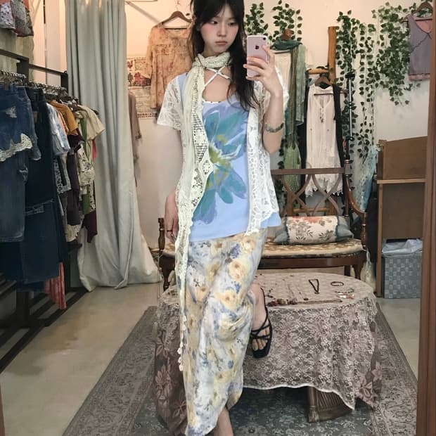 빈티지 레몬 솜사탕 어른 하구미 코디 세트