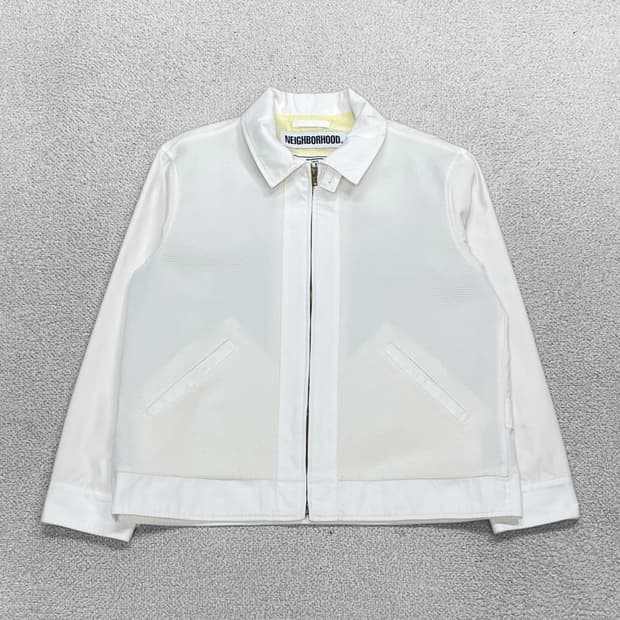 네이버후드 프론트 블루종 자켓 화이트