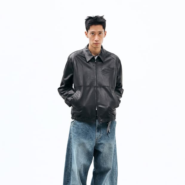 [2] 해칭룸 스티치 볼륨 레더 자켓 램스킨 블랙 
