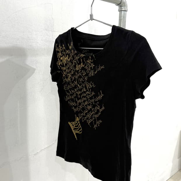 Gold Lettering Black half top