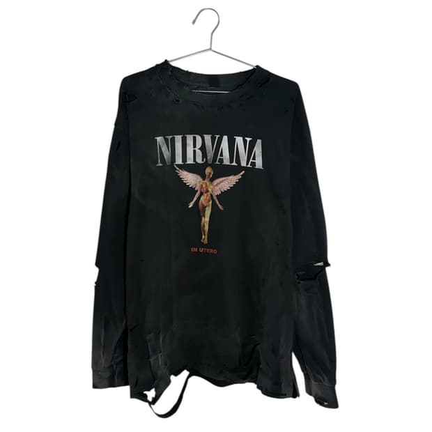 NIRVANA utero 다스트레스드 데미지 워싱 긴팔 