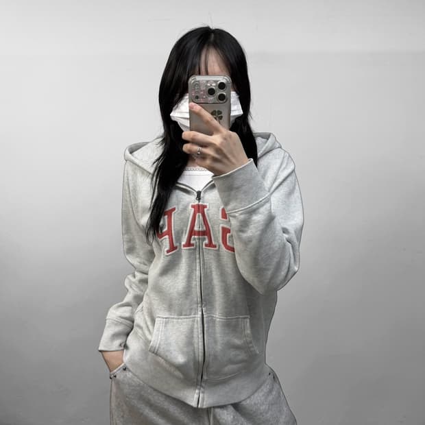 갭 Gap 스펠 로고 후드집업 그레이