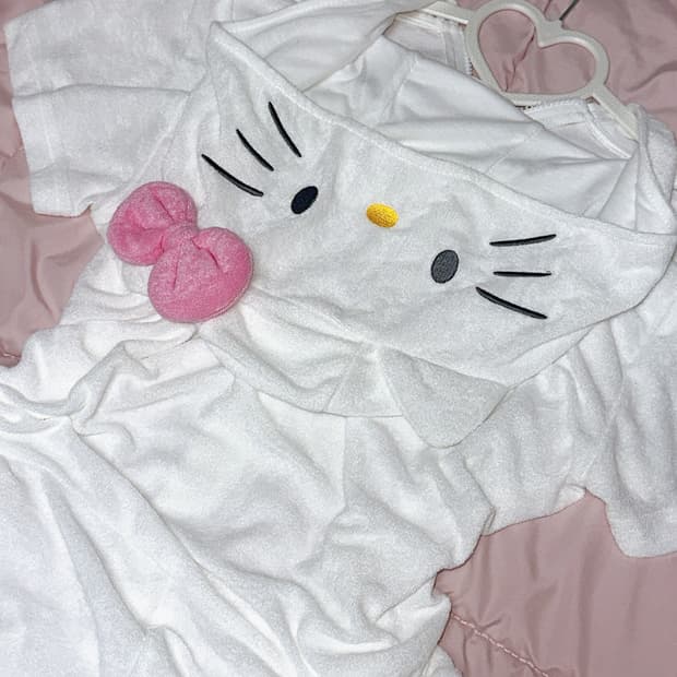 (택o) 키티 잠옷 반팔 산리오 공식 히메갸루 빈티지 