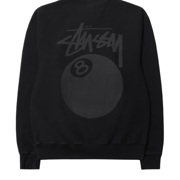 스투시 8볼 크루 피그먼트 다이드 블랙 2