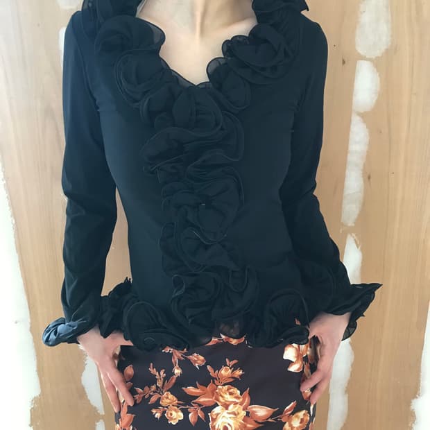 vintage black rose blouse