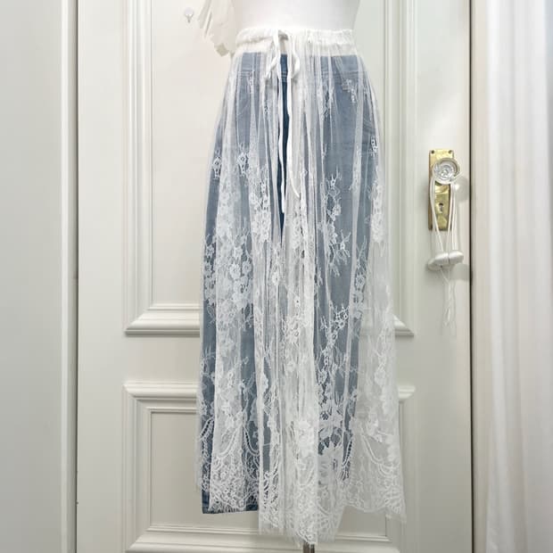 lace bow banding wrap skirt
