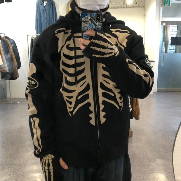 밴슨 본 스켈레톤 넥 워머 후드집업