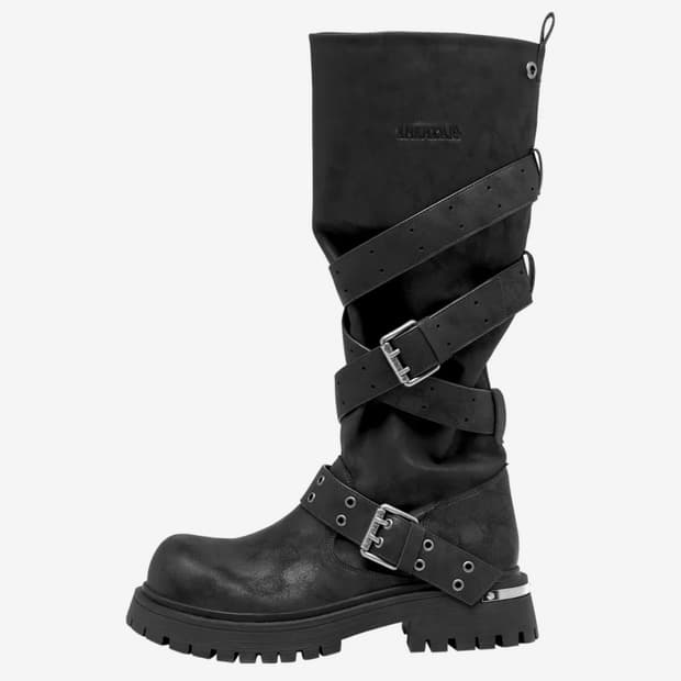 Rusk Strap Slouched Boots_Black