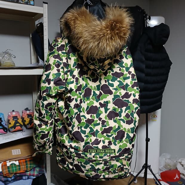 파이브스타쿤 베이프맛 카모 보드 패딩 스키 점퍼 자켓 실물 좋음