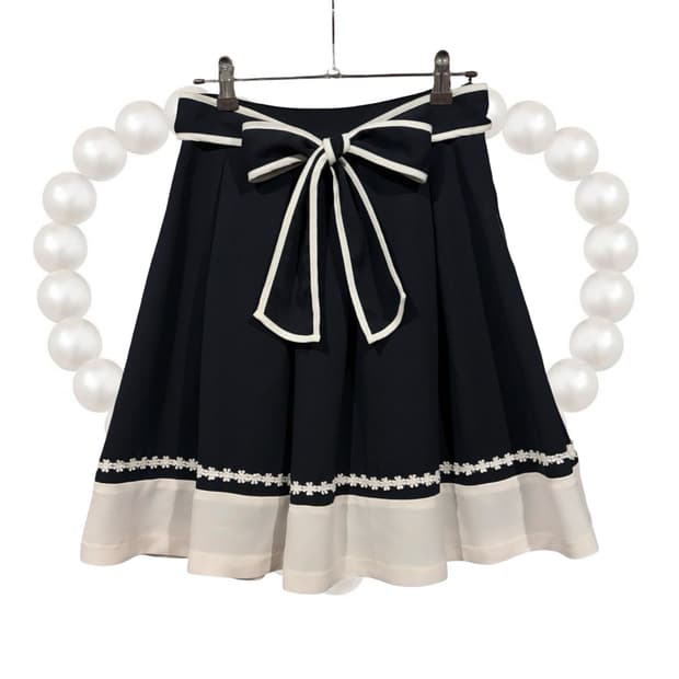 일본 빈티지 갸루 네이비 배색 파이핑 스커트 공겜여주