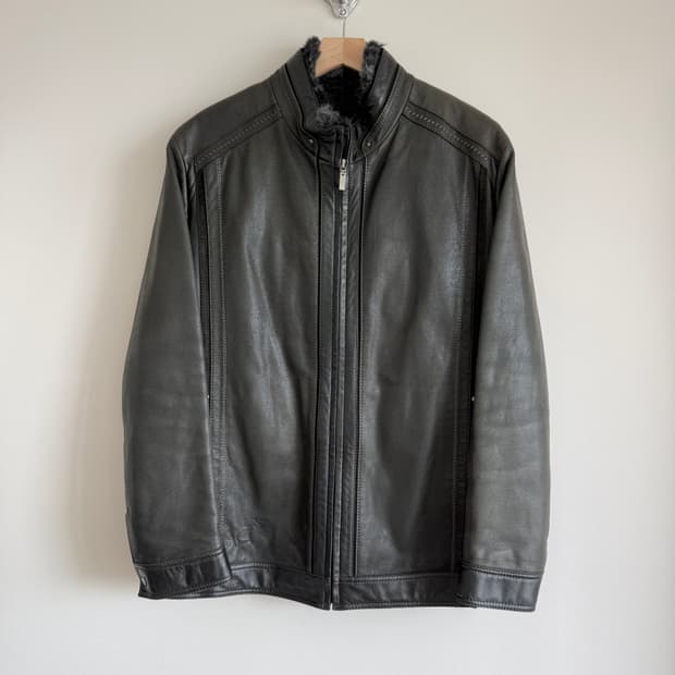 Pre owned 램스킨 레더 자켓(내피: 천연 모피)
