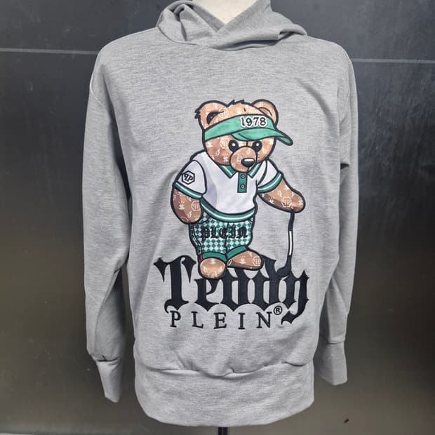 필립플레인 테디베어 후드티 그레이