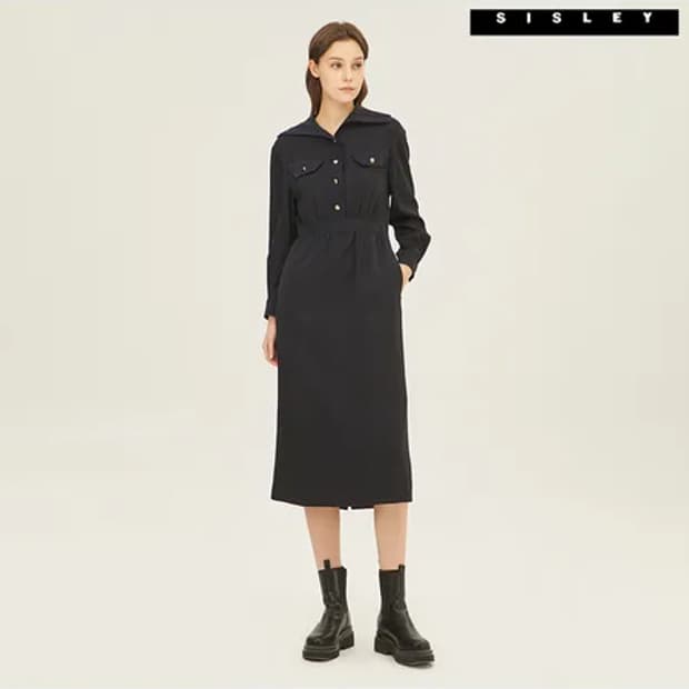 SISLEY 시슬리 니트카라 롱 원피스 85