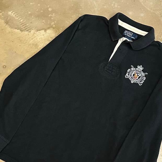 L 폴로랄프로렌 엠브로이드 블랙 럭비 티셔츠