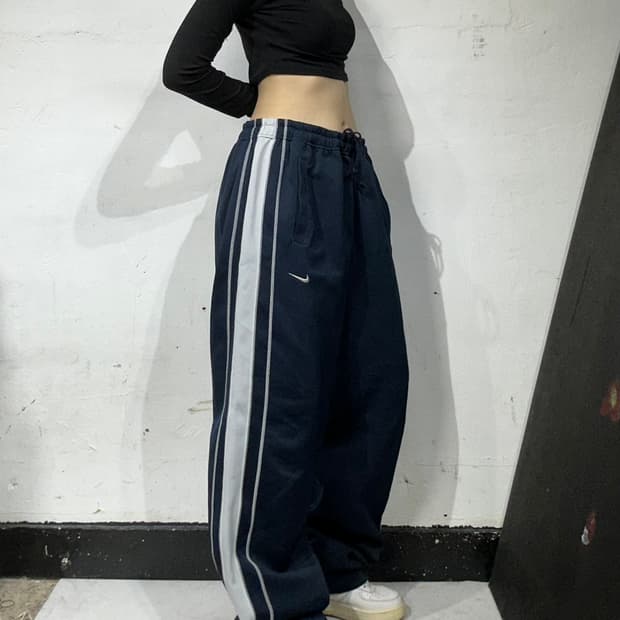 나이키 네이비 사이드 라인 와이드 추리닝 팬츠 트레이닝 바지 XXL