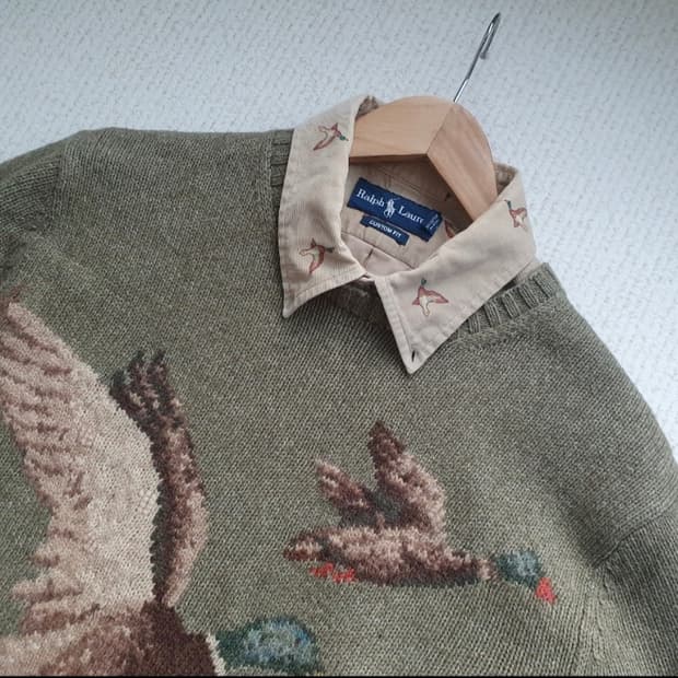 폴로 랄프로렌 덕 프린팅 코듀로이 셔츠