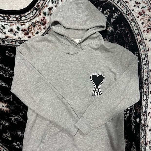 아미 하트로고 그레이 후드티