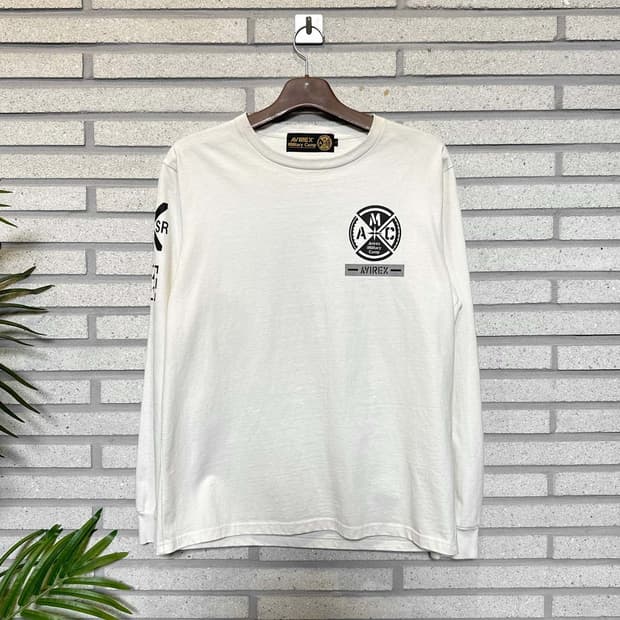 AVIREX 아비렉스 밀리터리 롱슬리브 백프린트 레터링 디테일 화이트