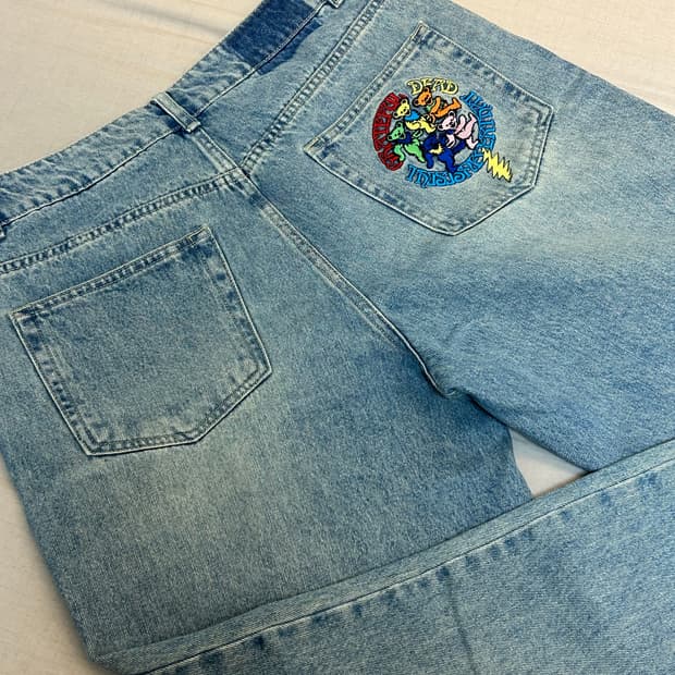 Grateful Dead 워시드 데님 팬츠 라이트 블루