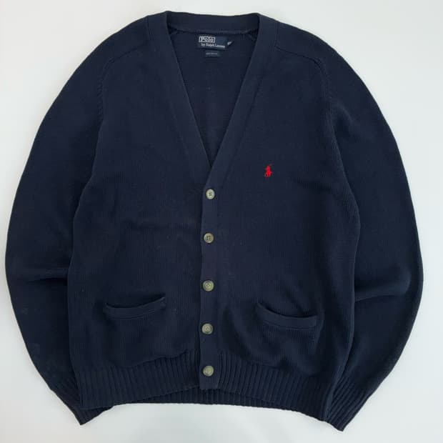 Polo  폴로 랄프로렌 자수 코튼 네이비 니트 가디건 
